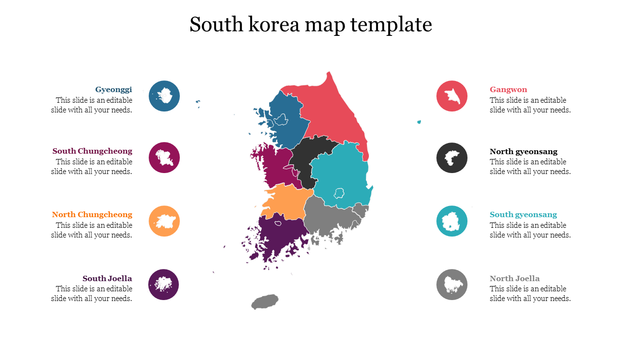 South korea map template 